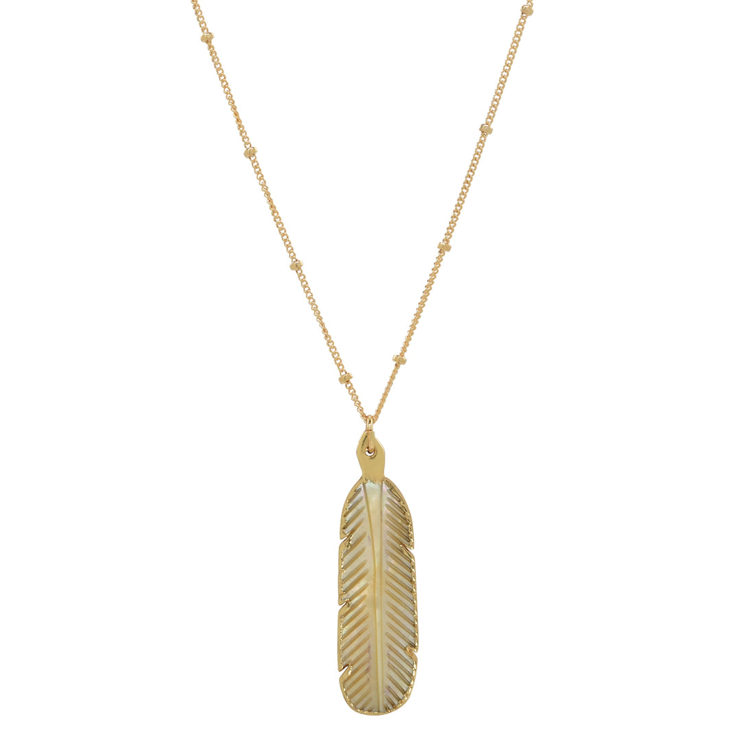 SALE - Feather Stone Necklace (more colors) - Necklaces - Colored Mother of Pearl - Colored Mother of Pearl - Azil Boutique