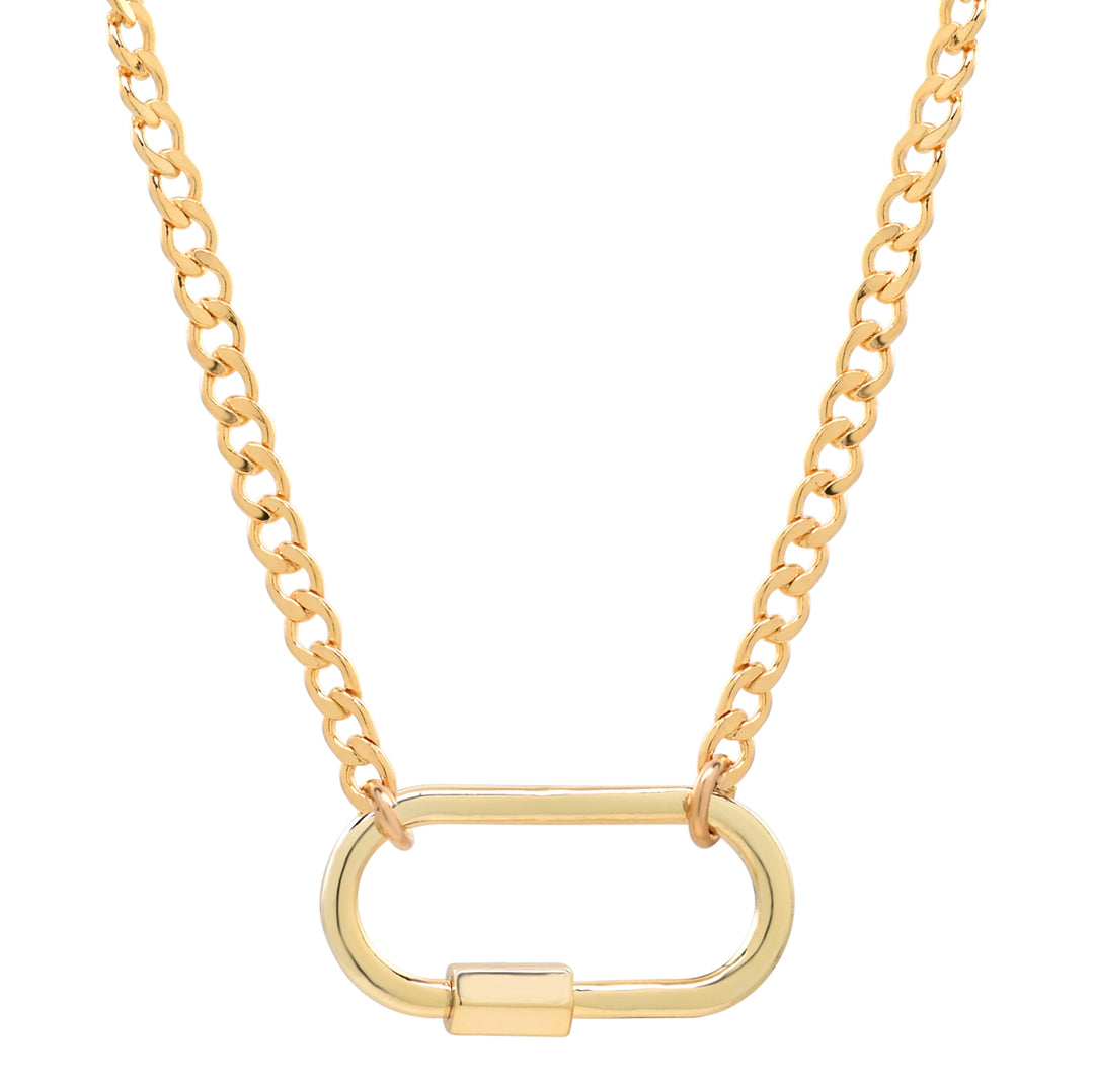 Curb Chain Carabiner Necklace - Necklaces -  -  - Azil Boutique