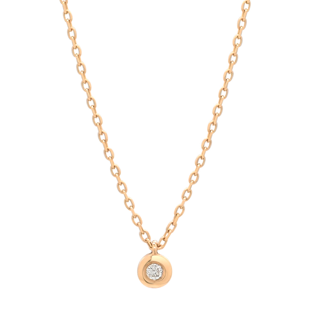 14k Solid Gold Tiny Diamond Bezel Necklace - Necklaces -  -  - Azil Boutique