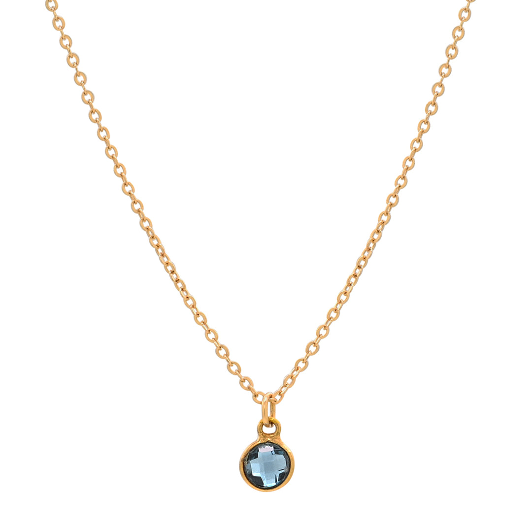 14k Solid Gold Blue Topaz Necklace - Necklaces -  -  - Azil Boutique
