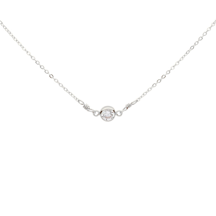 4mm Round CZ Bezel Link Necklace - Necklaces - Silver - Silver / 16" - Azil Boutique