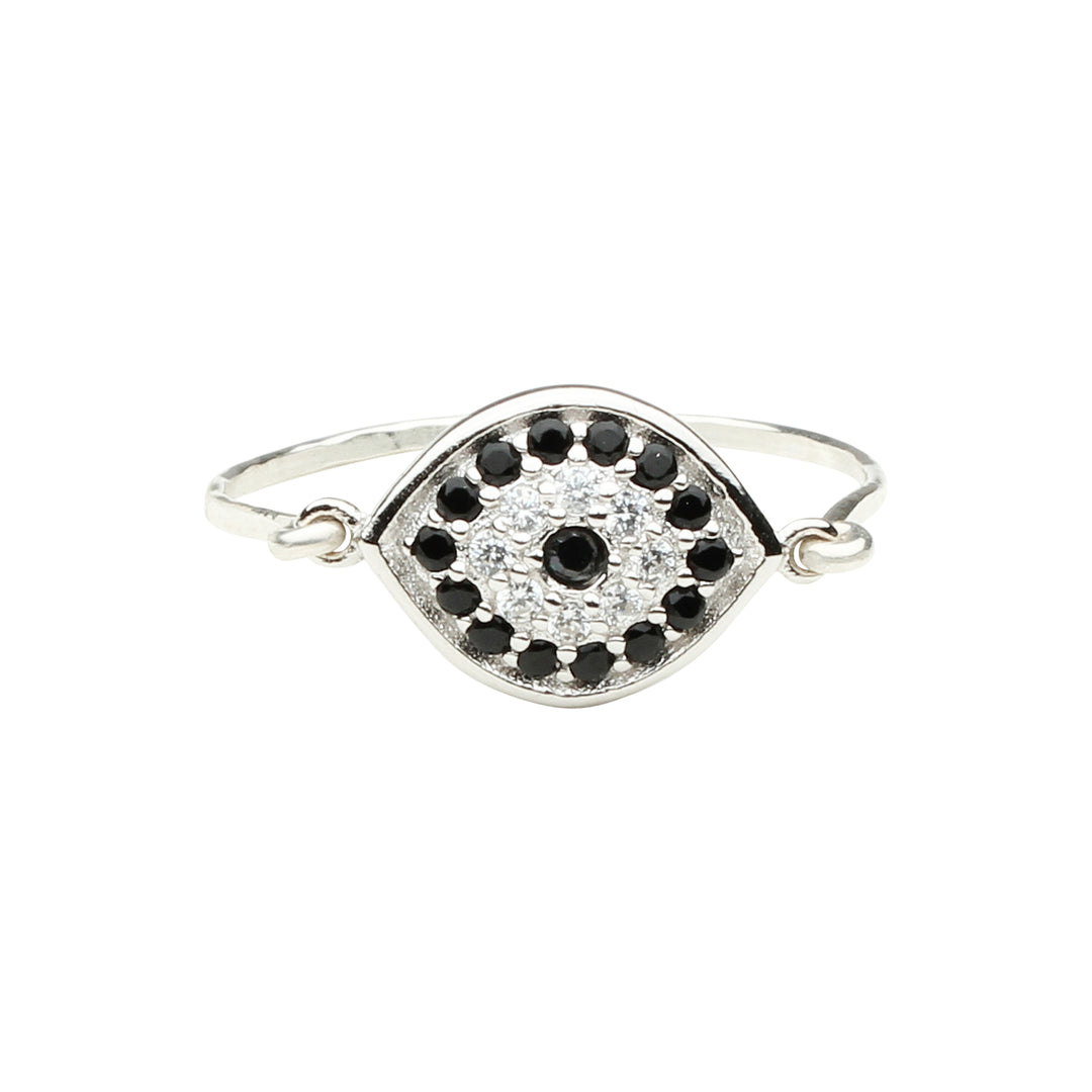 CZ Black Evil Eye Ring - Rings - Silver - Silver / 6 - Azil Boutique