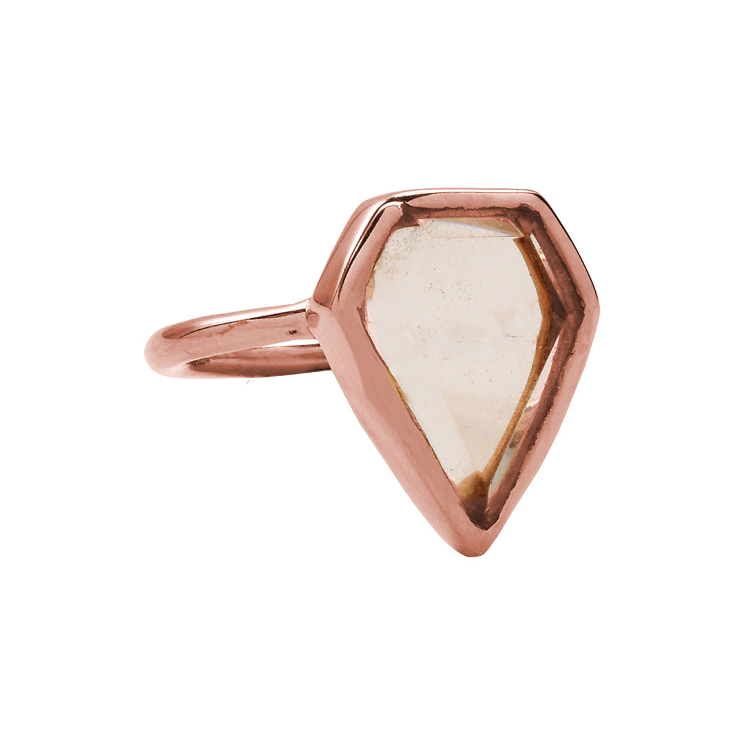 SALE - Morganite Diamond Shape Rose Gold Bezel Ring - Rings -  -  - Azil Boutique