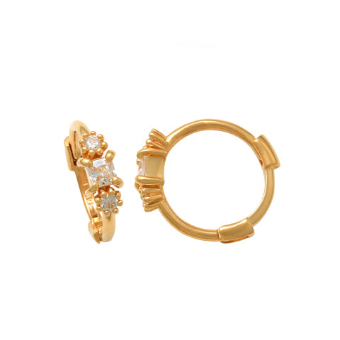 SALE - 10k Solid Gold CZ Cluster Huggies - Earrings -  -  - Azil Boutique