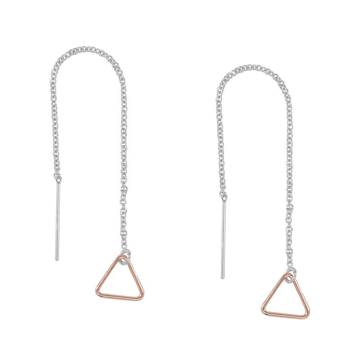 Geometric Ear Threaders (more shapes) - Earrings - Triangle - Triangle / Rose Gold Triangle Silver Threader - Azil Boutique