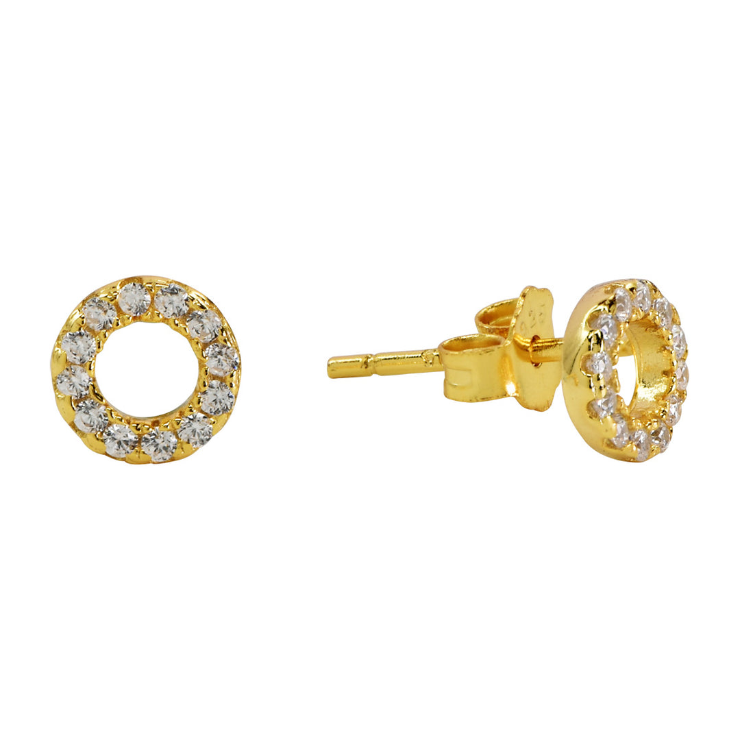 CZ Circle Cutout Studs - Earrings - Gold - Gold - Azil Boutique