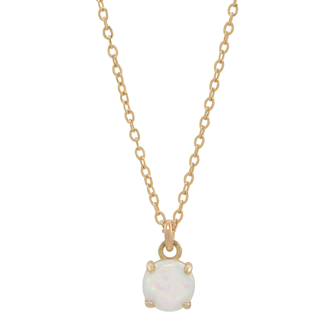 10k Round Prong Opal Necklace - Necklaces - Gold - Gold - Azil Boutique