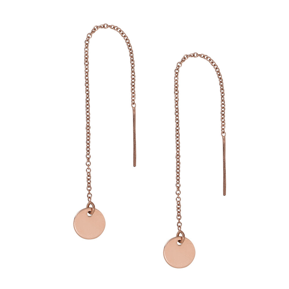 Geometric Ear Threaders (more shapes) - Earrings - Disc - Disc / Rose Gold - Azil Boutique
