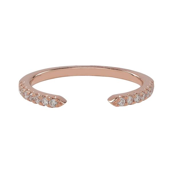 Diamonds Pave Cuff Ring - Rings - Rose Gold - Rose Gold / 4 - Azil Boutique