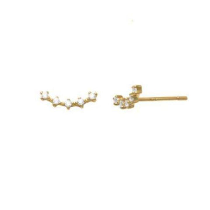10k Solid Gold Tiny CZ Curved Crawler - Earrings -  -  - Azil Boutique