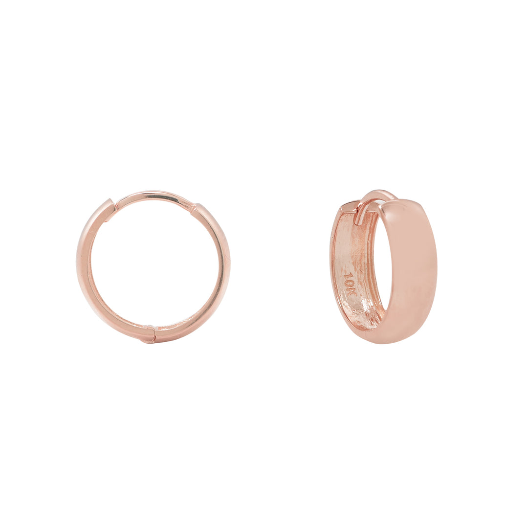 10k Solid Gold Thick Huggies - Earrings - Rose Gold - Rose Gold / Small - Azil Boutique