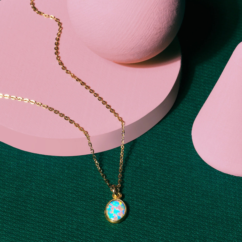 SALE - Oval Opal Necklace - Necklaces -  -  - Azil Boutique