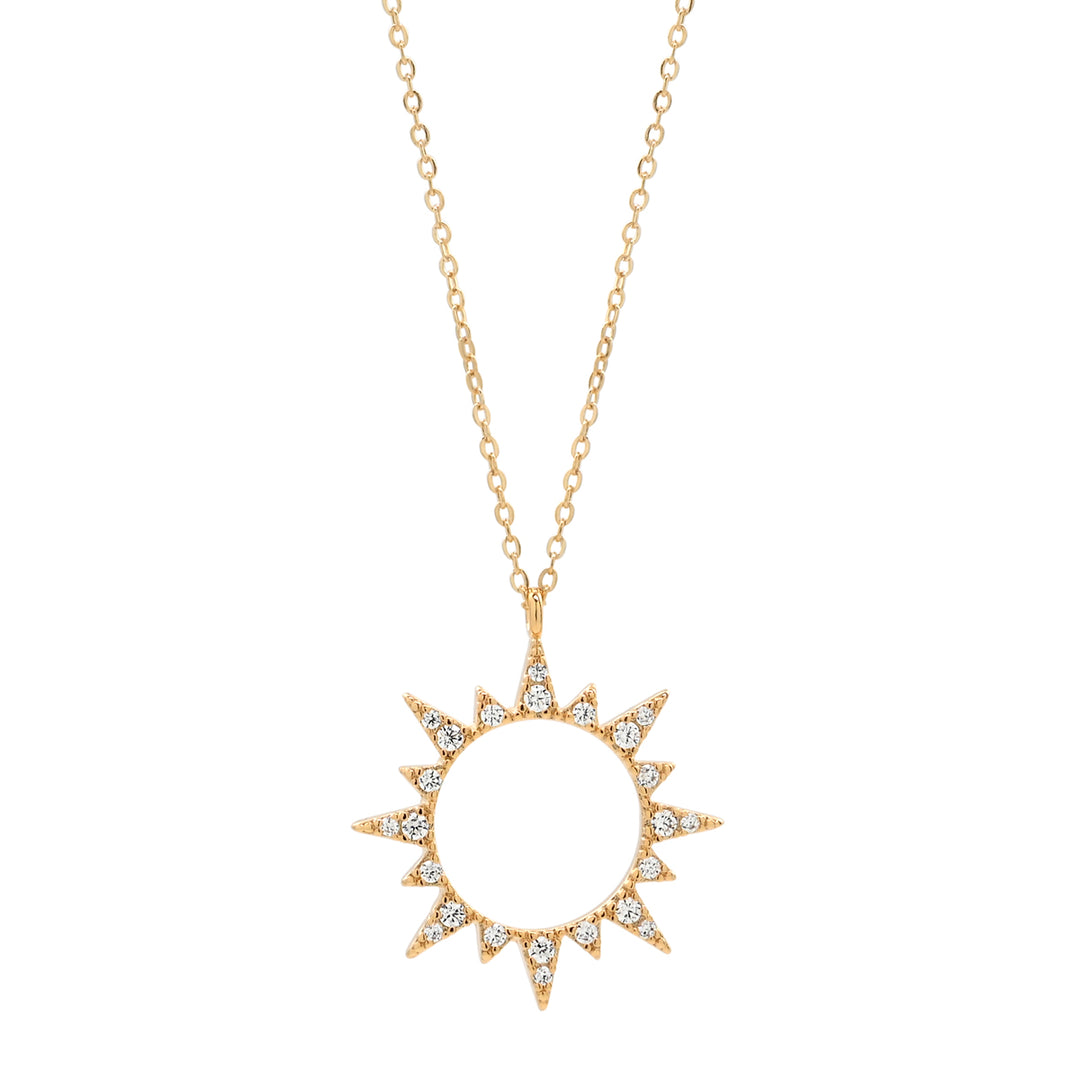 Cutout CZ Sun Necklace - Necklaces -  -  - Azil Boutique