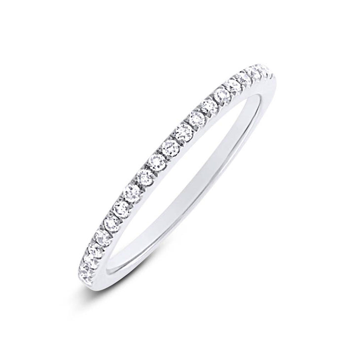 Diamonds Pave Half Way Band - Rings - White Gold - White Gold / Clear / 5 - Azil Boutique