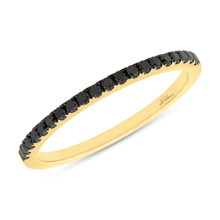 Diamonds Pave Half Way Band - Rings - Yellow Gold - Yellow Gold / Black / 5 - Azil Boutique