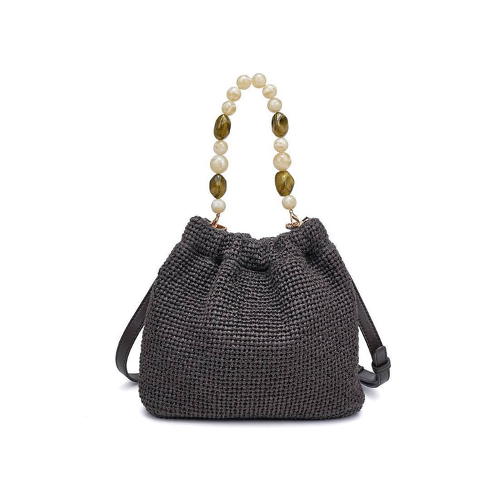 Emery Beaded Handle Straw Handbag