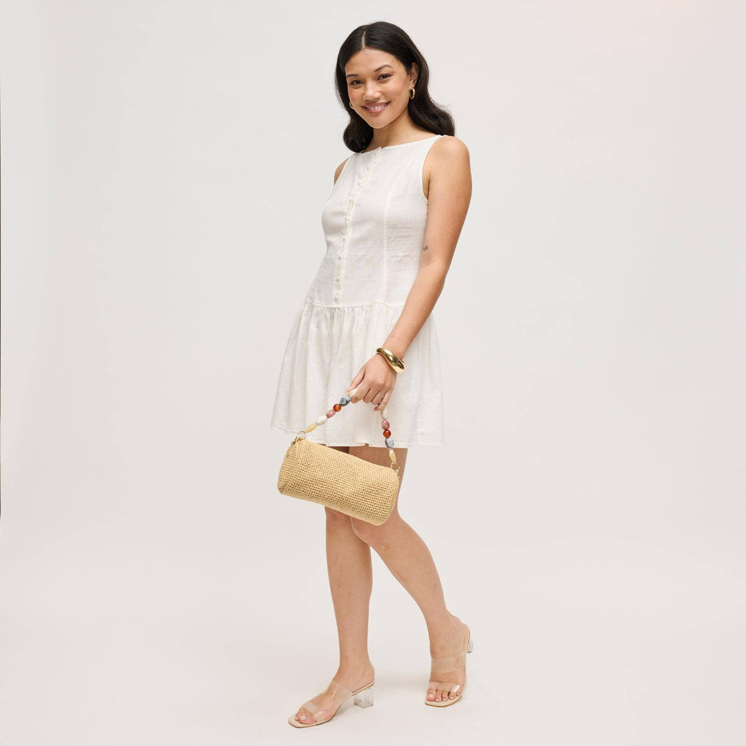 Rachel Beaded Handle Barrel Handbag