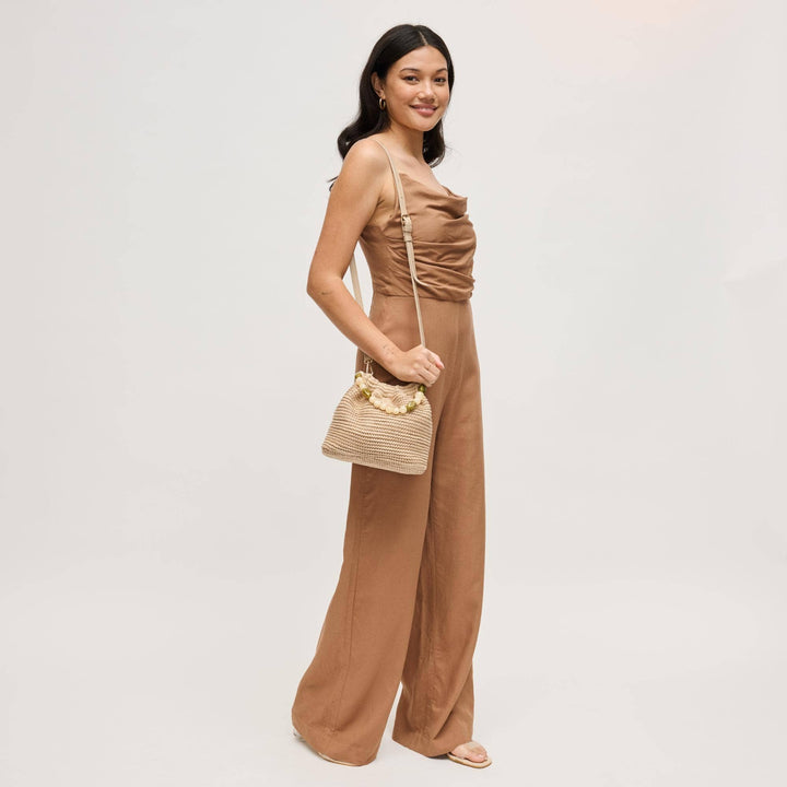 Emery Beaded Handle Straw Handbag