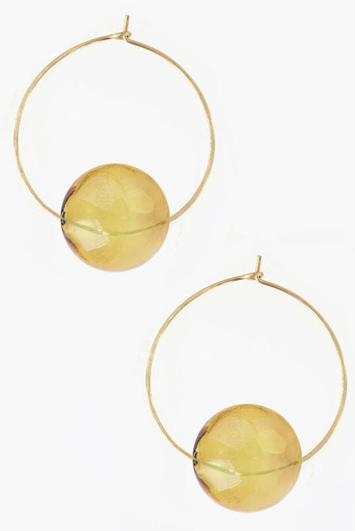 Yellow Glass Hoop Earrings