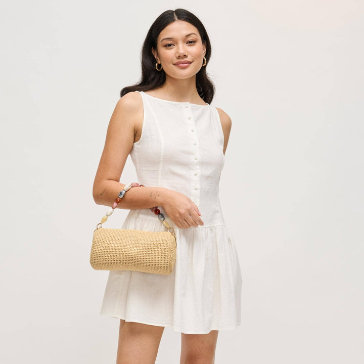 Rachel Beaded Handle Barrel Handbag