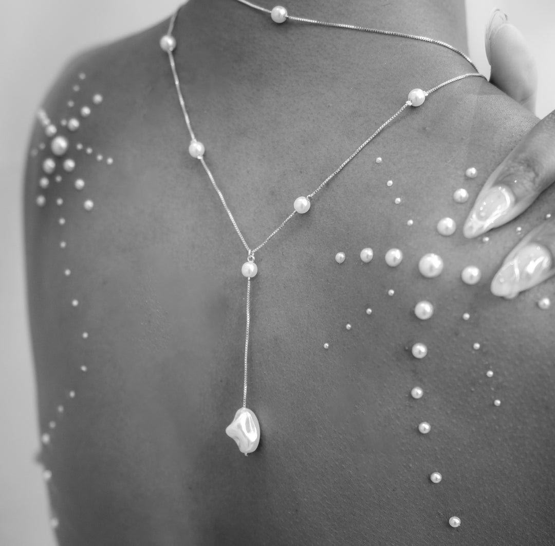 Y-Drop Pearl Box Chain Necklace - Necklaces -  -  - Azil Boutique