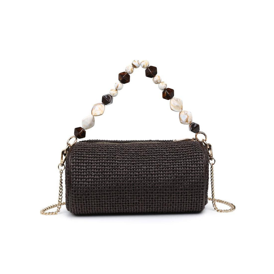Rachel Beaded Handle Barrel Handbag