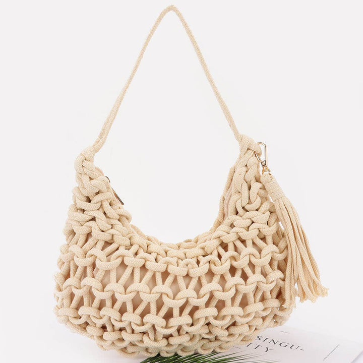 Cotton Braided Shoulder Bag - Handbags - - - Azil Boutique