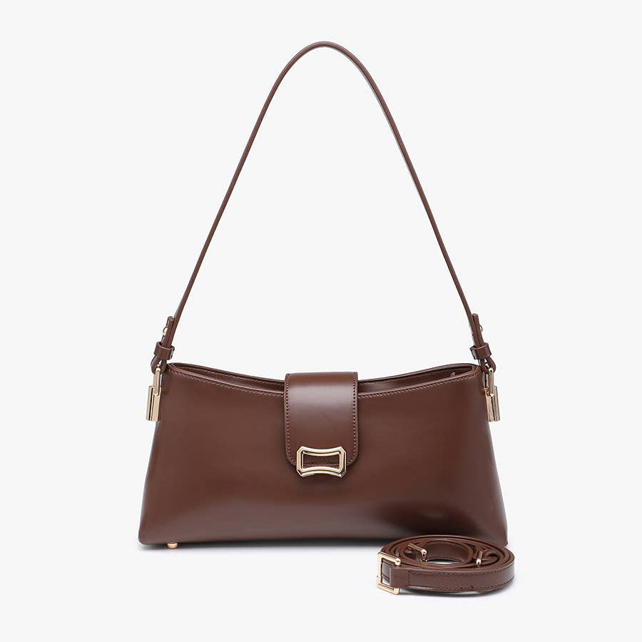 Caracas Flapover Shoulder Bag - Handbag - Chocolate - Chocolate - Azil Boutique