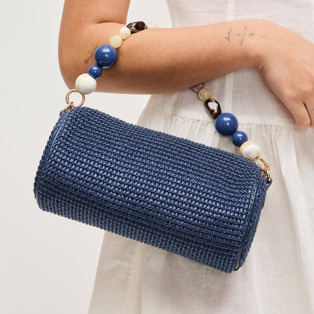 Rachel Beaded Handle Barrel Handbag