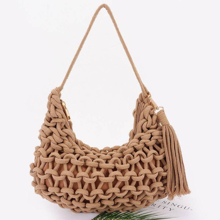 Cotton Braided Shoulder Bag - Handbags - - - Azil Boutique