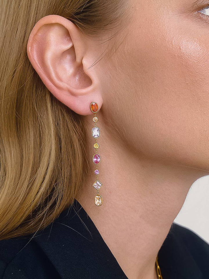 Multicolor CZ Drop Earrings - Earrings - - - Azil Boutique