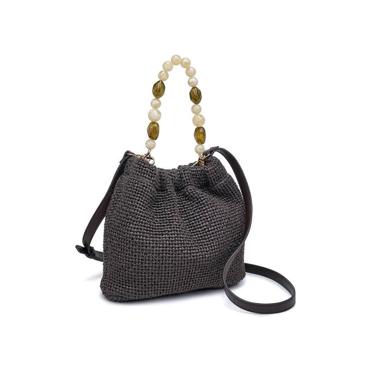 Emery Beaded Handle Straw Handbag