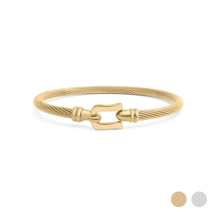 18K Stainless Steel Buckle Clasp Bangle Bracelet - Bracelets - - - Azil Boutique