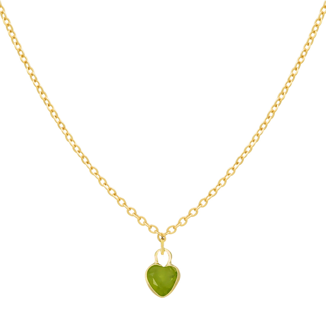 Solid Gold Tiny CZ Colored Heart Necklace
