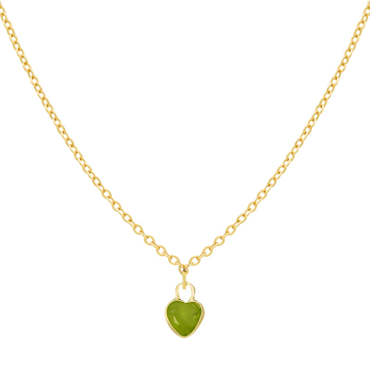 Solid Gold Tiny CZ Colored Heart Necklace