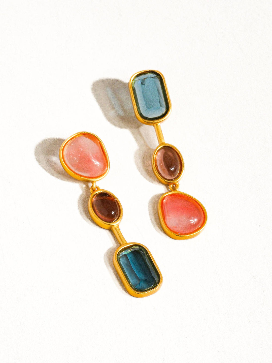 Delia 18K Gold Vintage Mismatch Drop Earring - Earrings - - - Azil Boutique