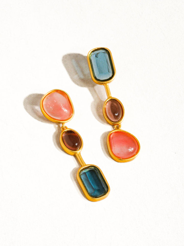 Delia 18K Gold Vintage Mismatch Drop Earring - Earrings - - - Azil Boutique