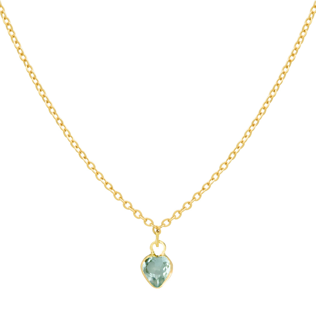 Solid Gold Tiny CZ Colored Heart Necklace