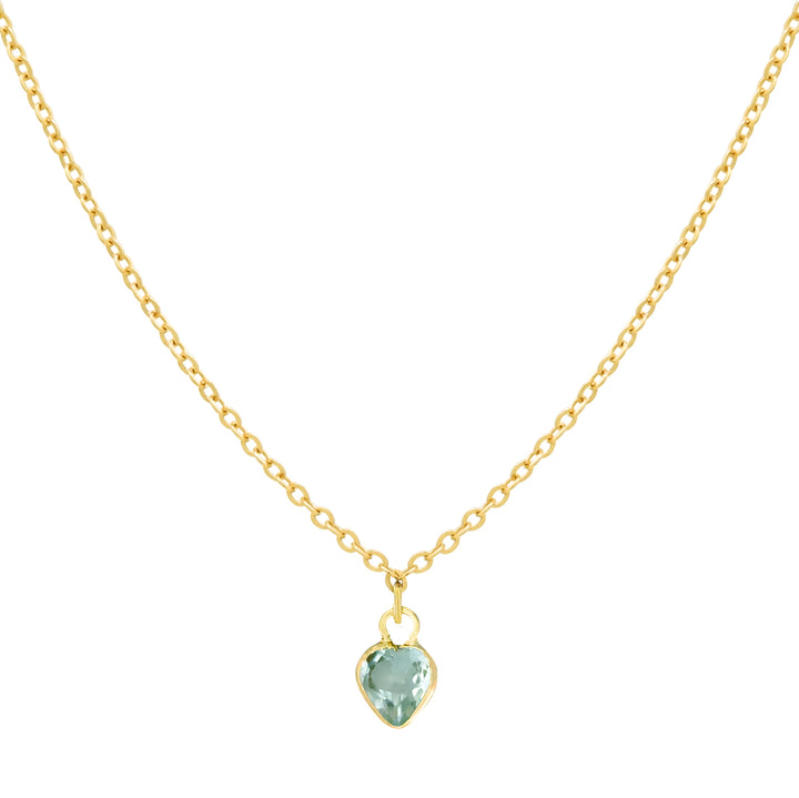 Solid Gold Tiny CZ Colored Heart Necklace