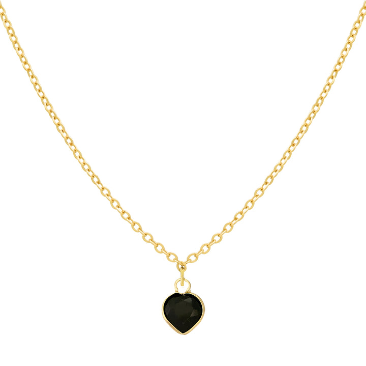 Solid Gold Tiny CZ Colored Heart Necklace