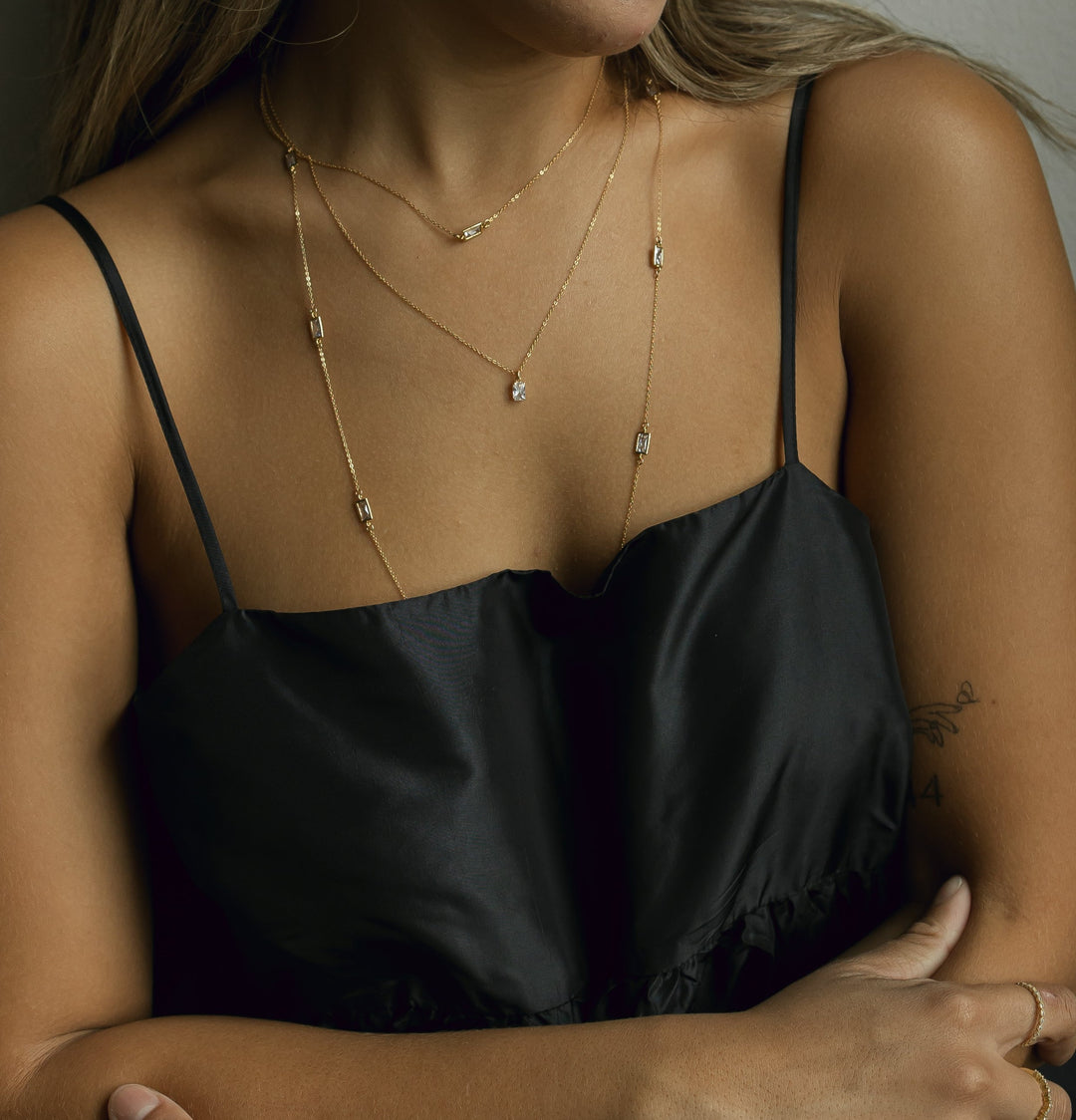 Tiny CZ Emerald Necklace - Necklaces -  -  - Azil Boutique