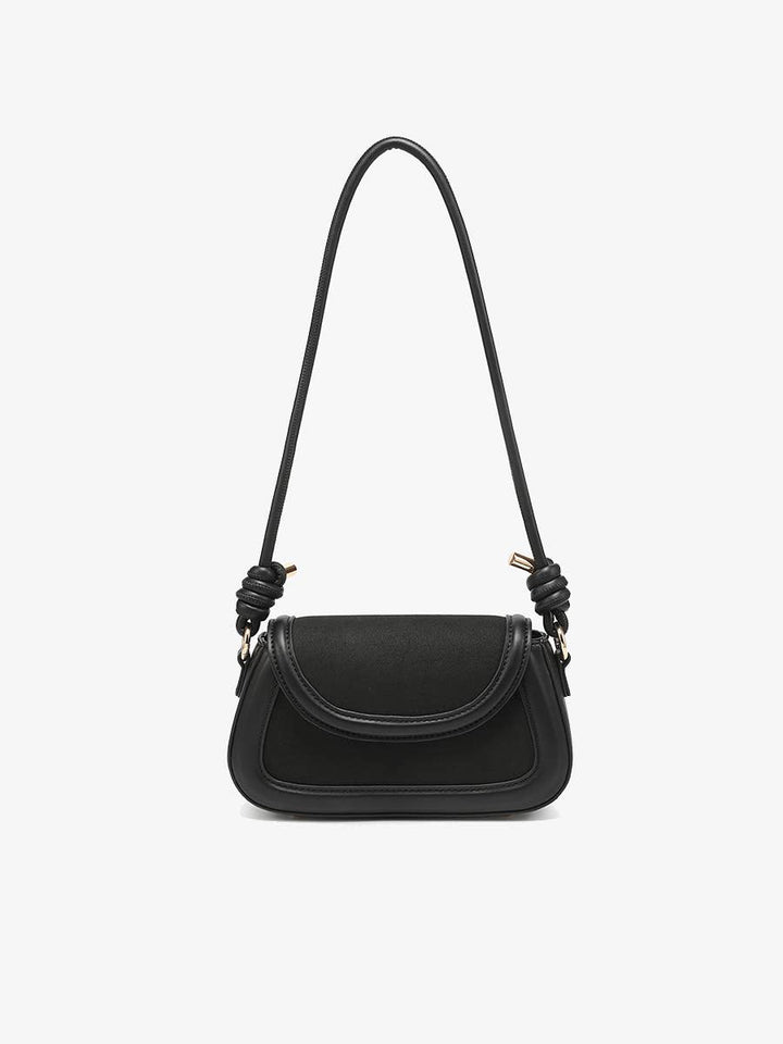 Marina Suede w/ Vegan Leather Trim Bag - Handbags - Black - Black - Azil Boutique