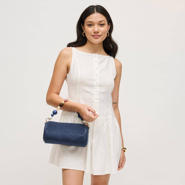 Rachel Beaded Handle Barrel Handbag