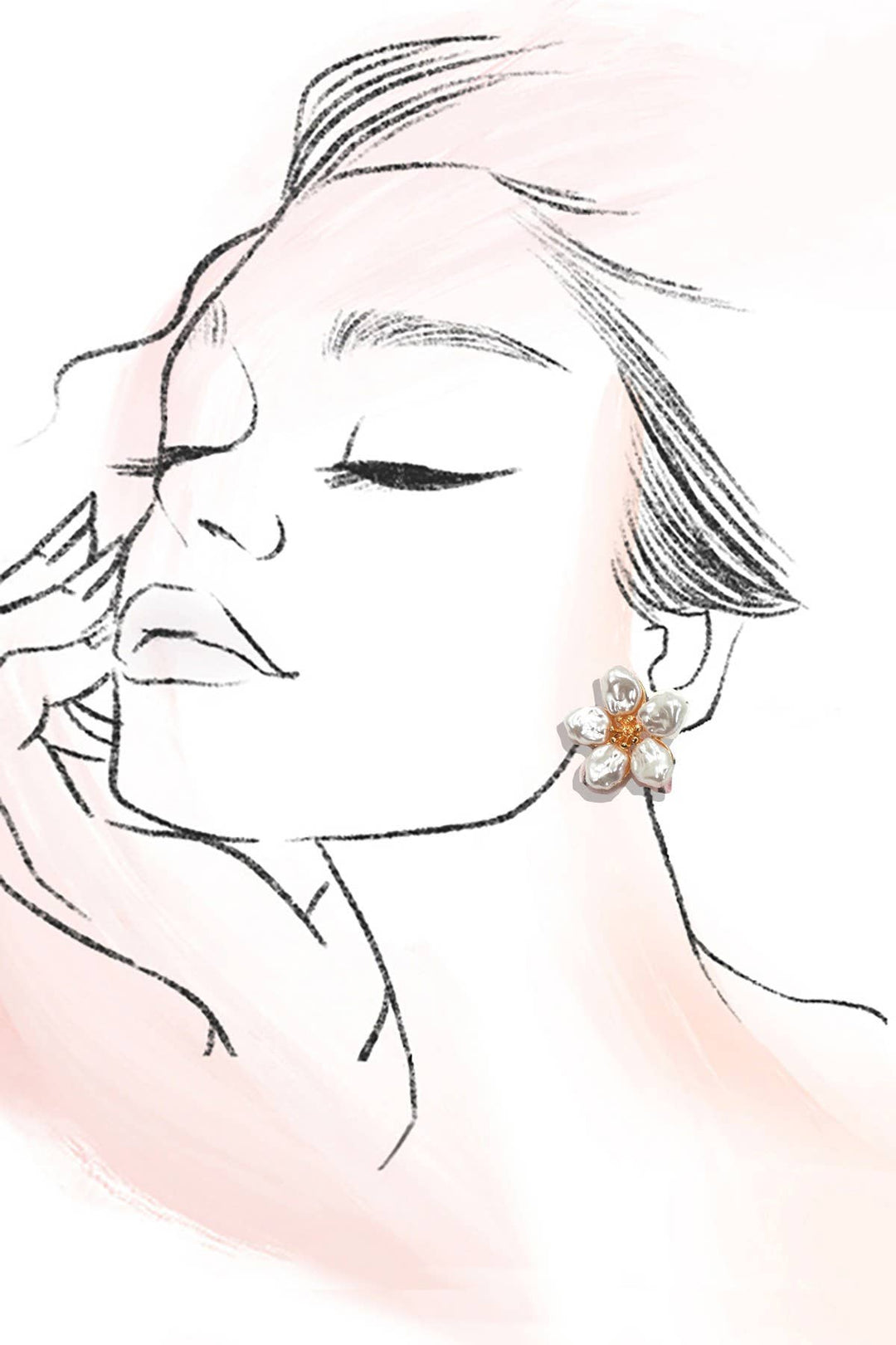 Bold Pearl Flower Studs - Earrings - - - Azil Boutique