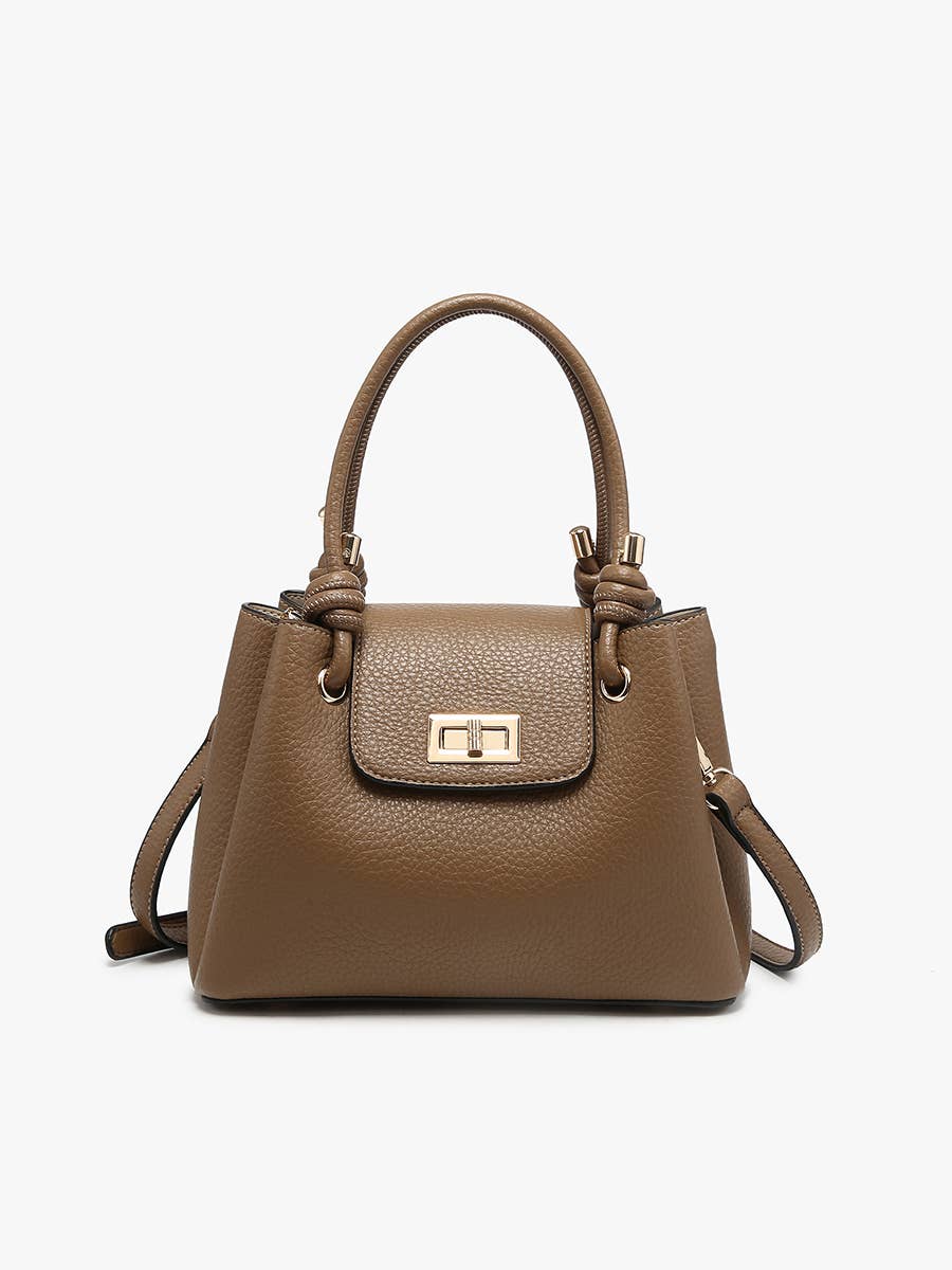 Zoey Satchel w/ Twist-Lock Closure - Handbags - Ash Brown - Ash Brown - Azil Boutique