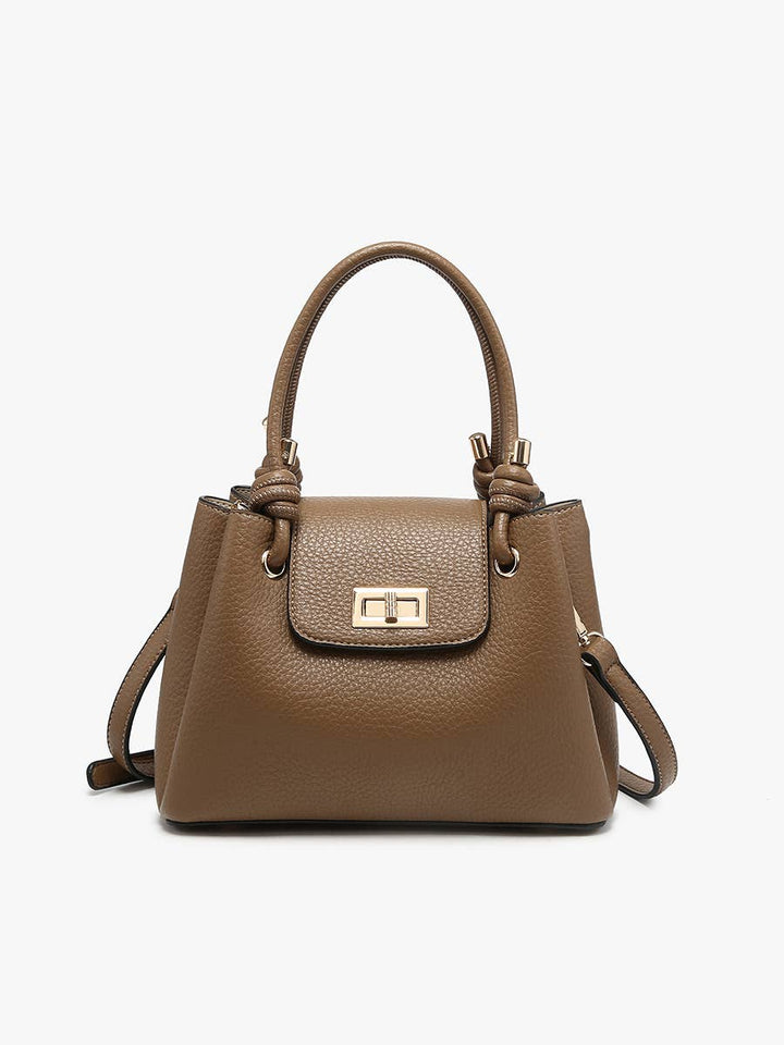 Zoey Satchel w/ Twist-Lock Closure - Handbags - Ash Brown - Ash Brown - Azil Boutique