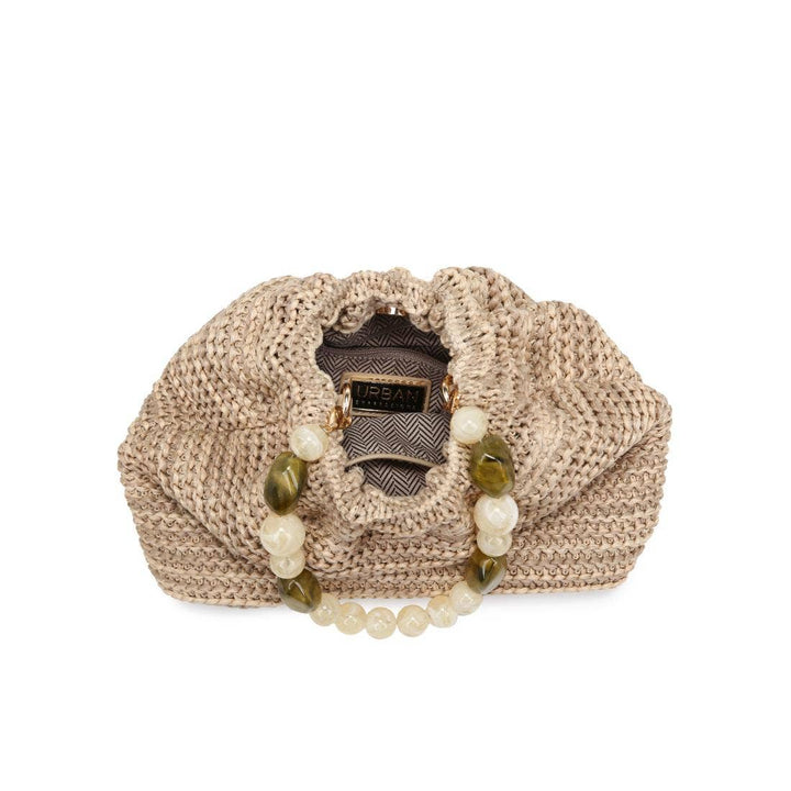 Emery Beaded Handle Straw Handbag