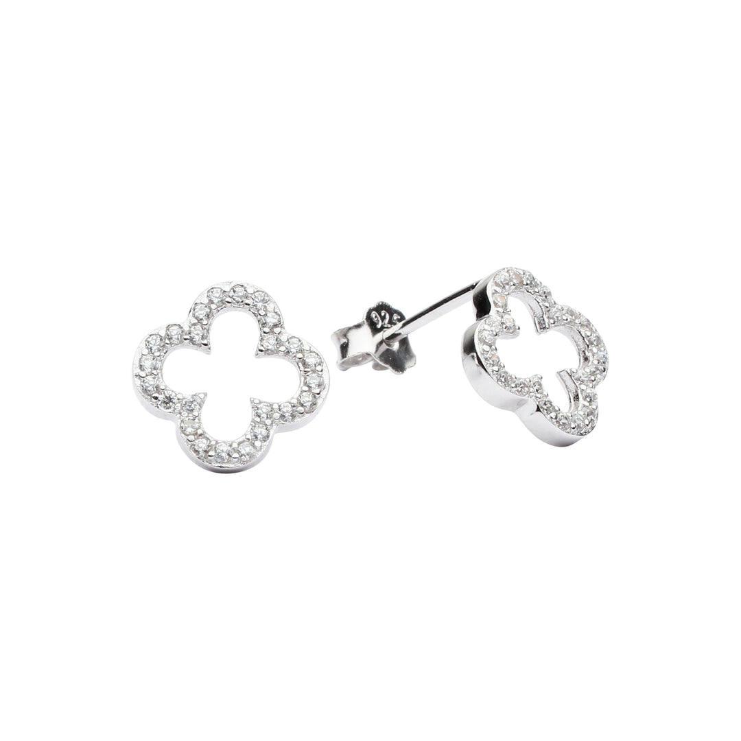CZ Clover Studs - Earrings - Silver - Silver - Azil Boutique