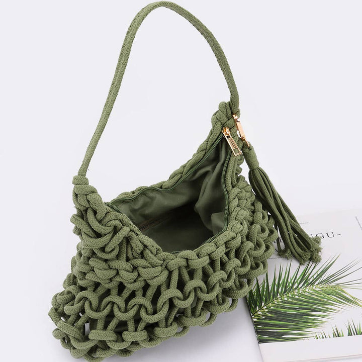Cotton Braided Shoulder Bag - Handbags - - - Azil Boutique