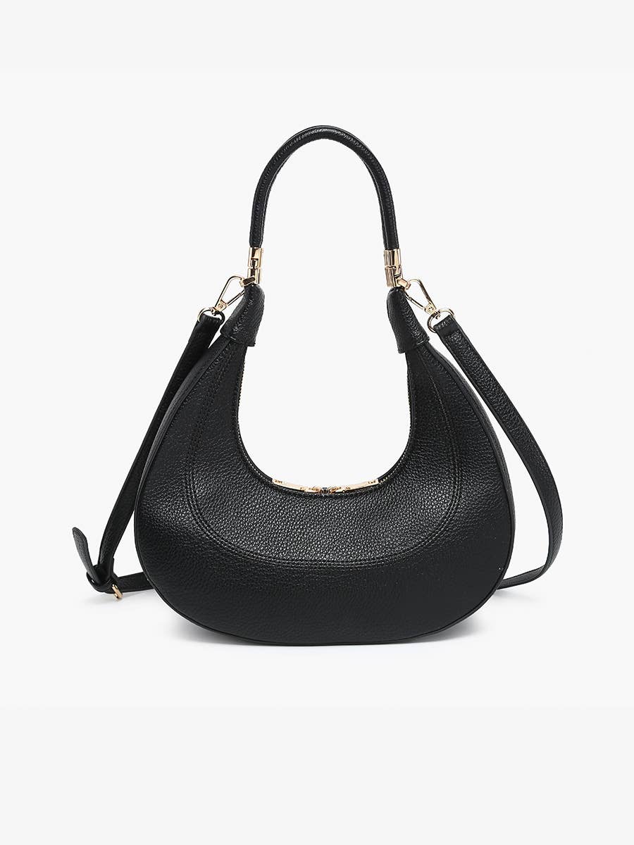 Clara Crescent Shoulder Bag w/ Convertible Straps - Handbags - Black - Black - Azil Boutique